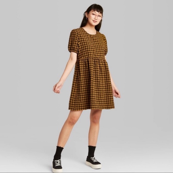 Target plaid babydoll dress Clearance